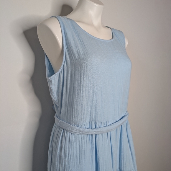 NWT J Crew Factory Blue Sleeveless Cotton Dress 14 - Picture 3 of 7